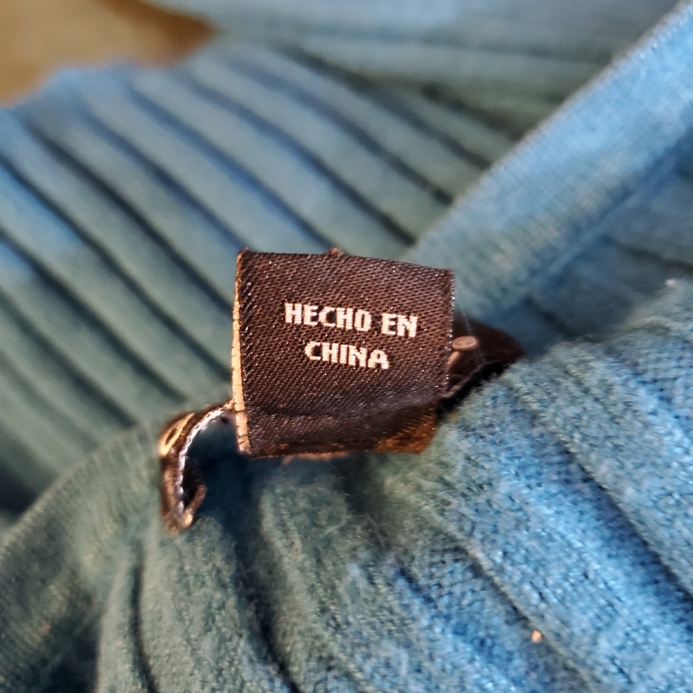 Blue Ribbed Women's Sweater - Picture 6 of 8